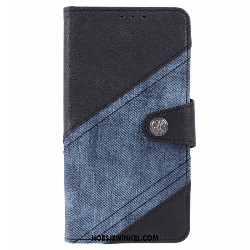 Folio-hoesje Samsung Galaxy S24 5g Tweekleurige Jeansstijl