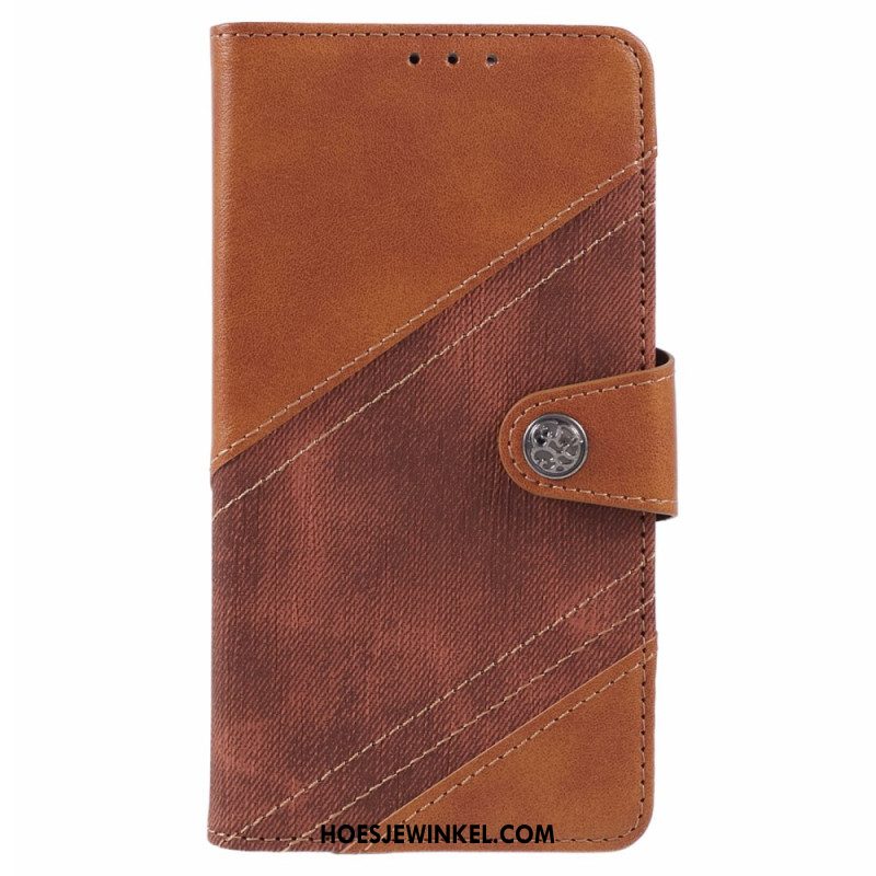 Folio-hoesje Samsung Galaxy S24 5g Tweekleurige Jeansstijl