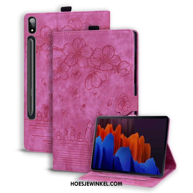 Folio-hoesje Samsung Galaxy Tab S9 Plus Telefoonhoesje Patroon Met Katten En Bloemen