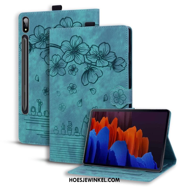 Folio-hoesje Samsung Galaxy Tab S9 Plus Telefoonhoesje Patroon Met Katten En Bloemen