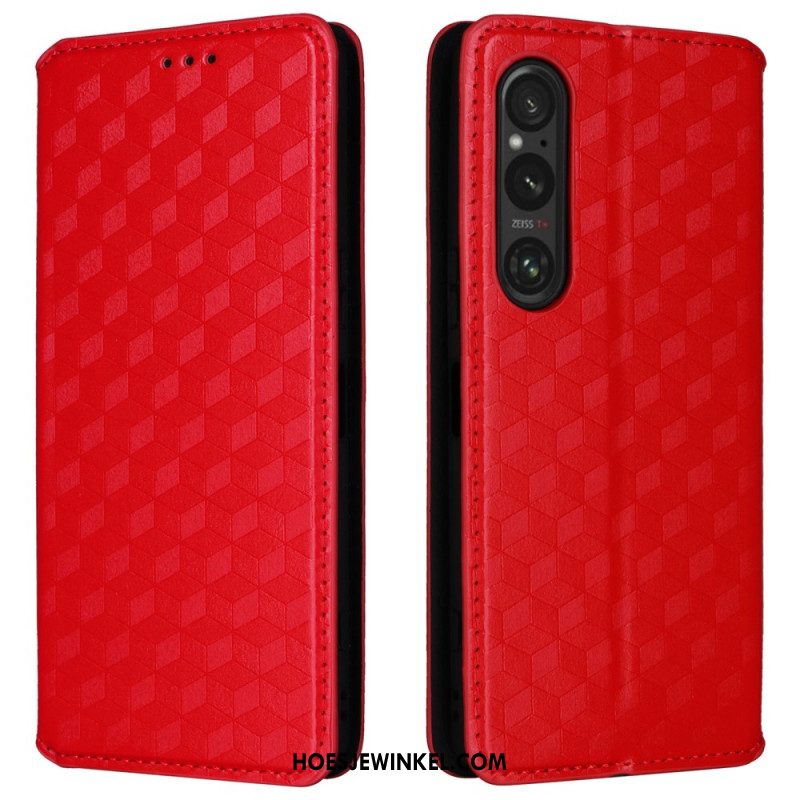 Folio-hoesje Sony Xperia 1 Vi 3d-ruitpatroon Bescherming Hoesje