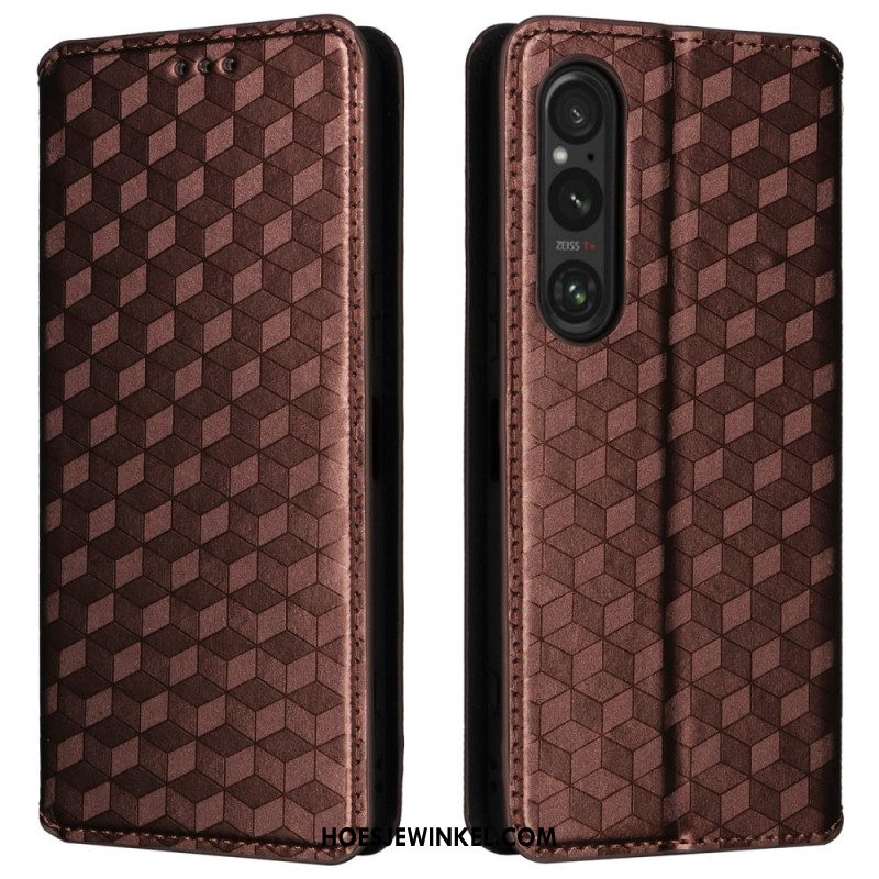 Folio-hoesje Sony Xperia 1 Vi 3d-ruitpatroon Bescherming Hoesje