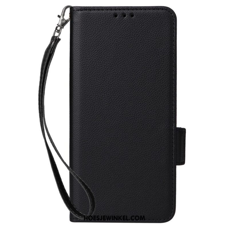 Folio-hoesje Sony Xperia 10 Vi Telefoonhoesje Dubbele Sluiting En Riem Met Litchi-textuur