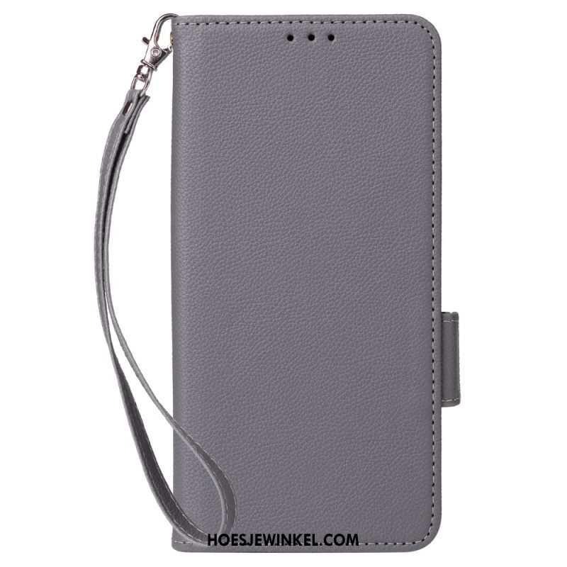 Folio-hoesje Sony Xperia 10 Vi Telefoonhoesje Dubbele Sluiting En Riem Met Litchi-textuur