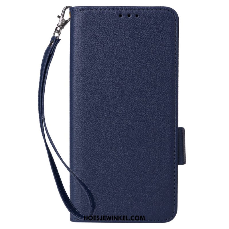 Folio-hoesje Sony Xperia 10 Vi Telefoonhoesje Dubbele Sluiting En Riem Met Litchi-textuur