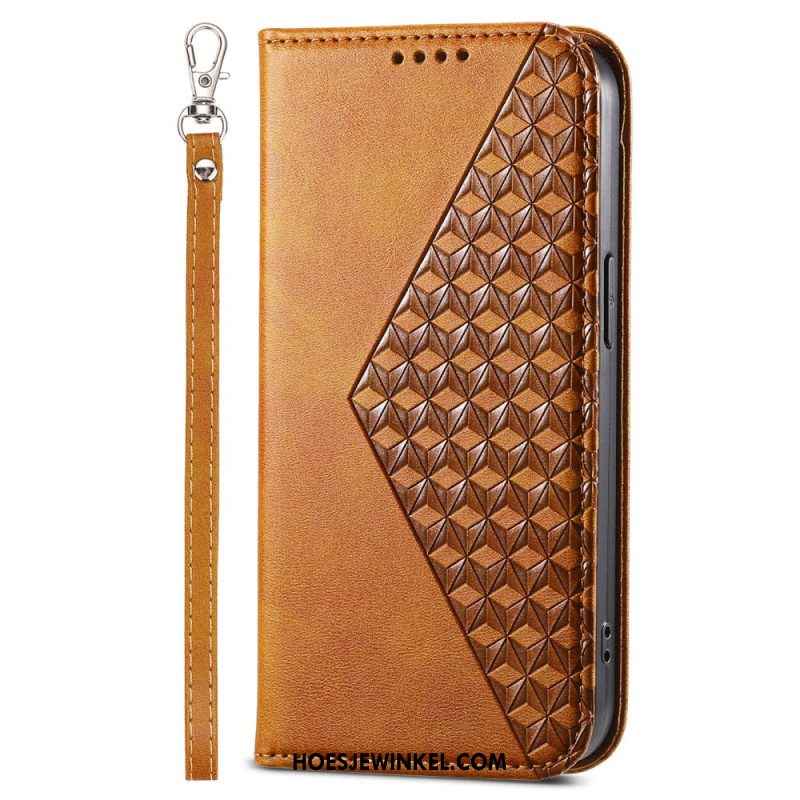 Folio-hoesje Voor Xiaomi 14 3d-diamantontwerp Met Riem