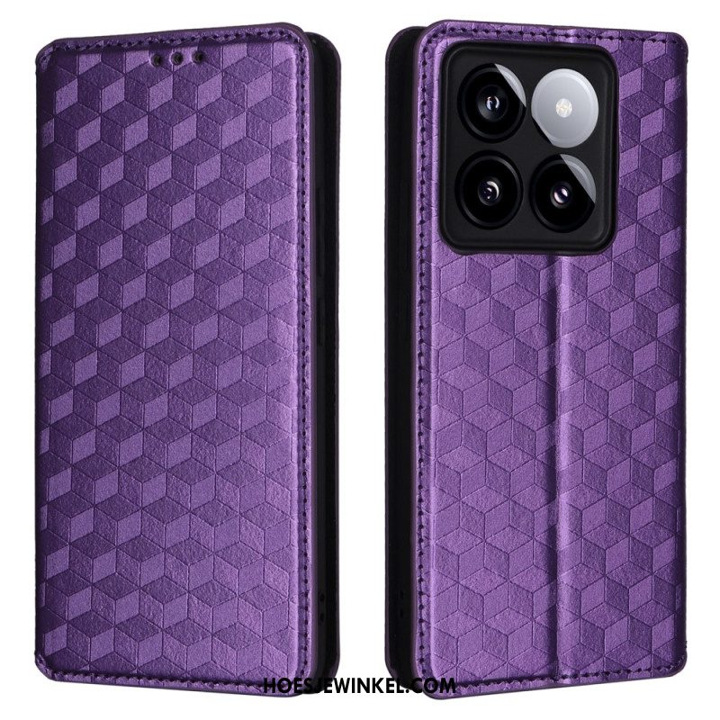 Folio-hoesje Xiaomi 14t Pro 3d-kubussen Bescherming Hoesje