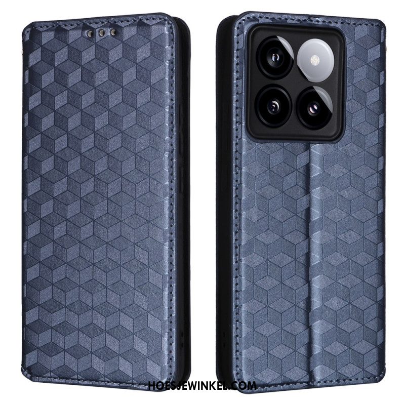 Folio-hoesje Xiaomi 14t Pro 3d-kubussen Bescherming Hoesje