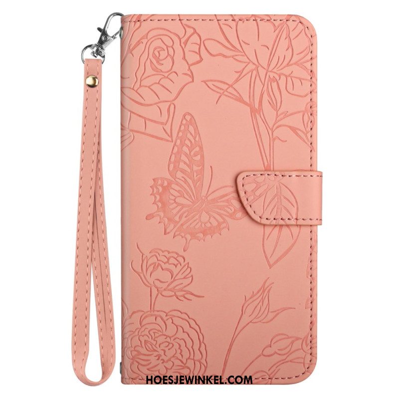 Folio-hoesje Xiaomi Redmi Note 13 4g Telefoonhoesje Vlinderprint Met Bandje