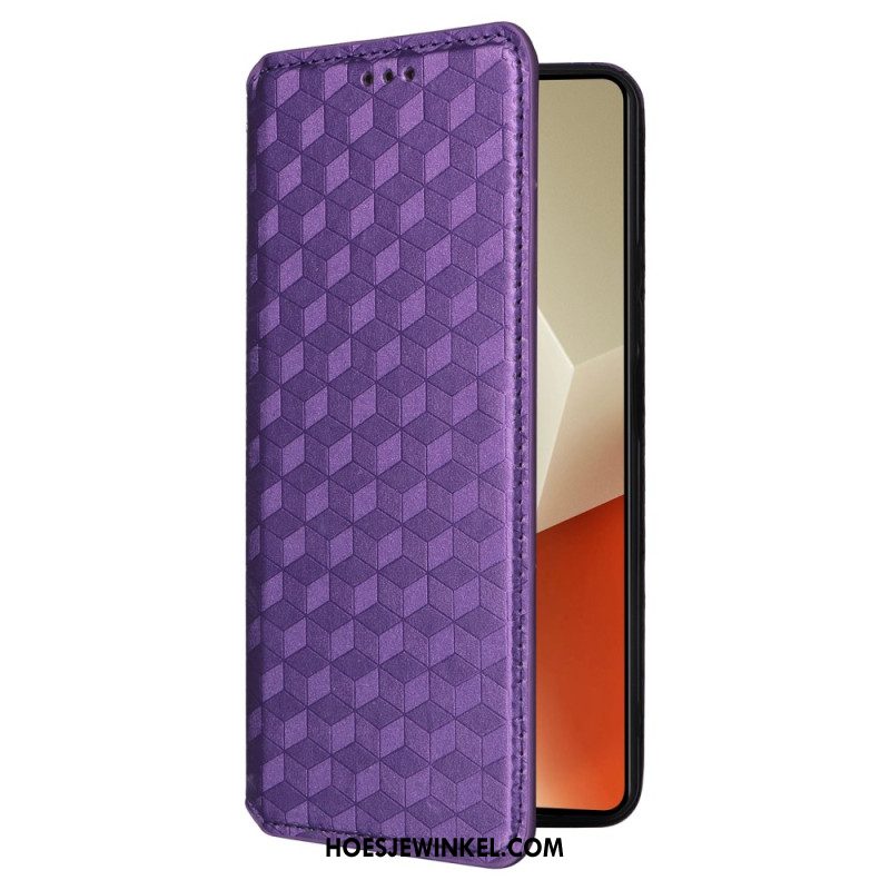 Folio-hoesje Xiaomi Redmi Note 13 5g Telefoonhoesje 3d-kubussen