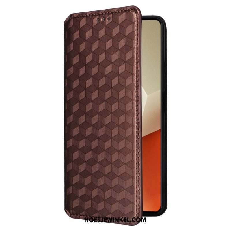 Folio-hoesje Xiaomi Redmi Note 13 5g Telefoonhoesje 3d-kubussen