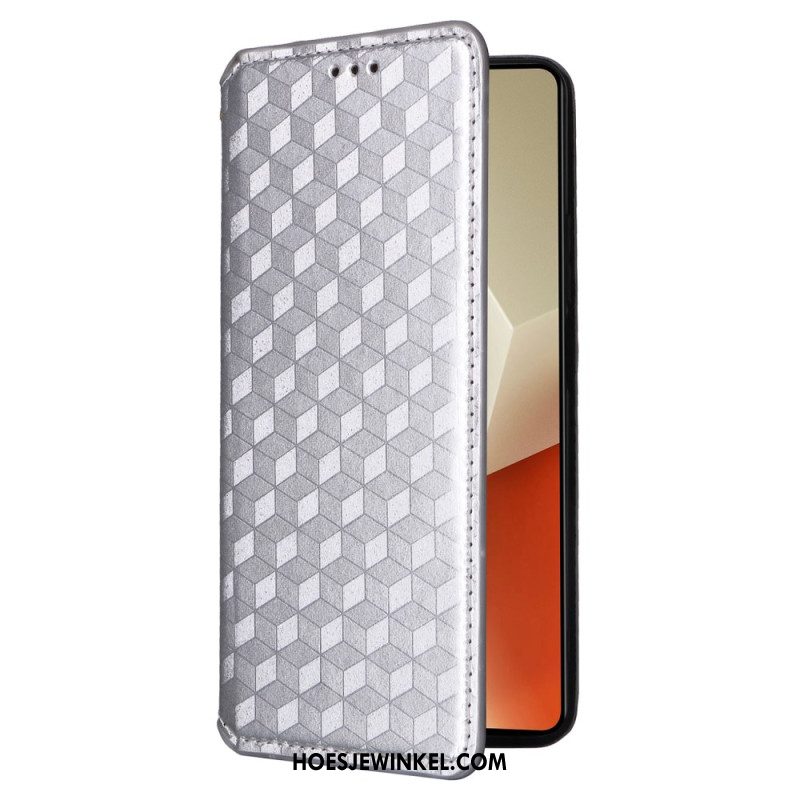 Folio-hoesje Xiaomi Redmi Note 13 5g Telefoonhoesje 3d-kubussen