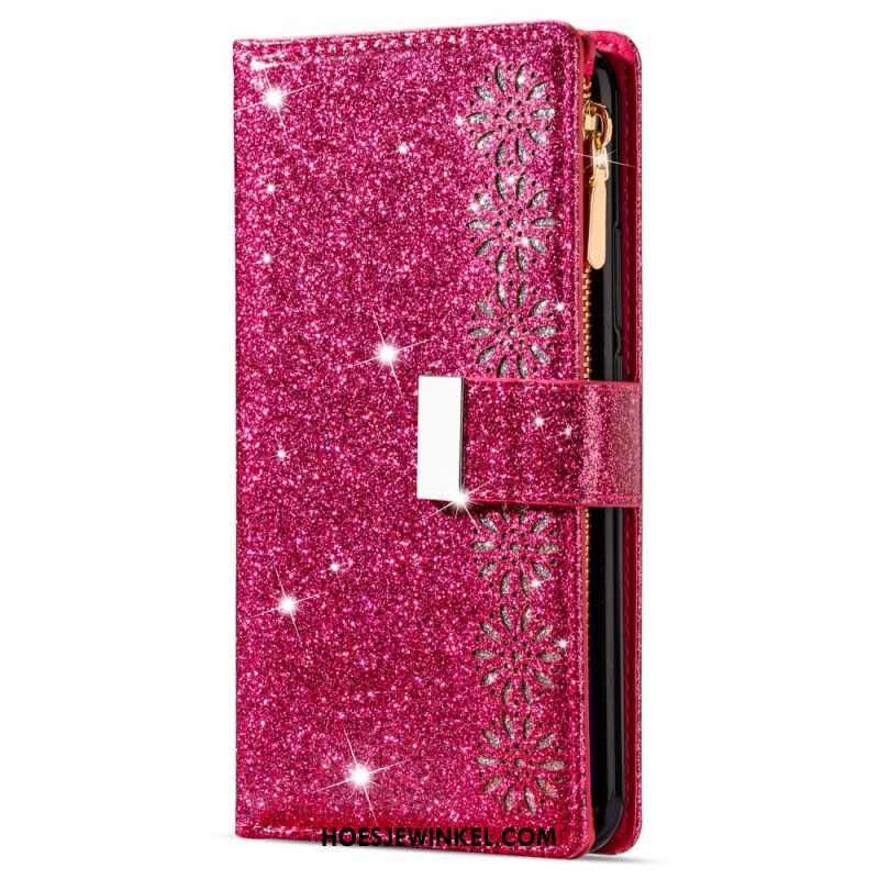 Folio-hoesje Xiaomi Redmi Note 13 5g Telefoonhoesje Portemonnee Met Glitterrits