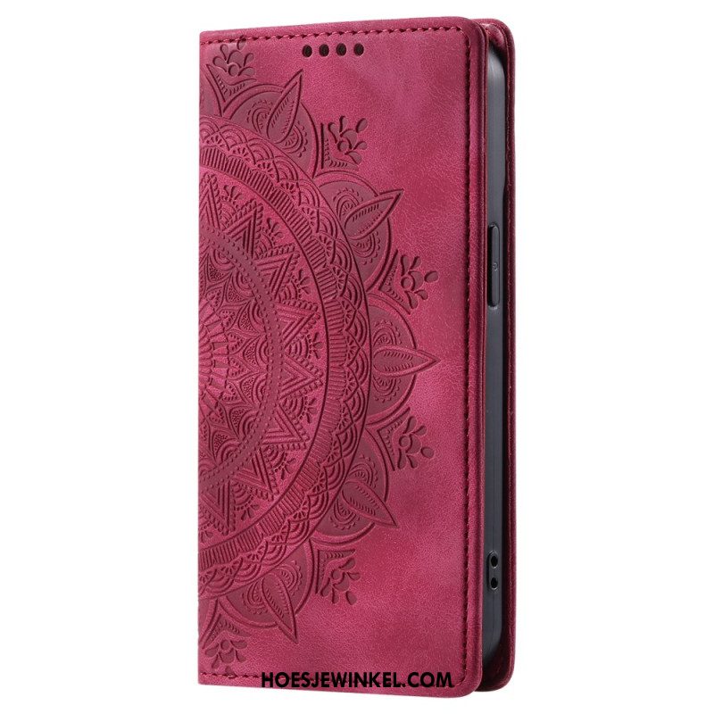 Folio-hoesje Xiaomi Redmi Note 13 Pro Plus 5g Mandala Suède-effect Bescherming Hoesje