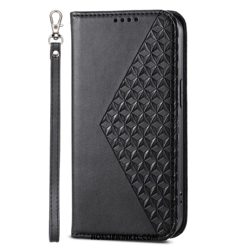 Folio-hoesje iPhone 16 Diamantontwerp Met Riem