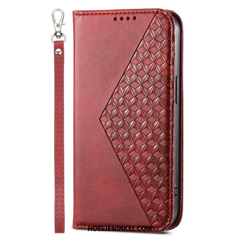 Folio-hoesje iPhone 16 Diamantontwerp Met Riem