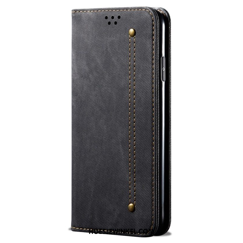 Folio-hoesje iPhone 16 Plus Jeansstof Bescherming Hoesje