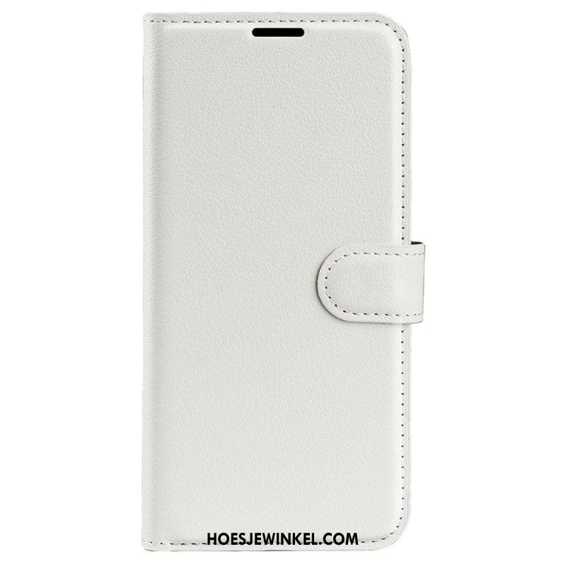 Folio-hoesje iPhone 16 Plus Litchi Kunstleer