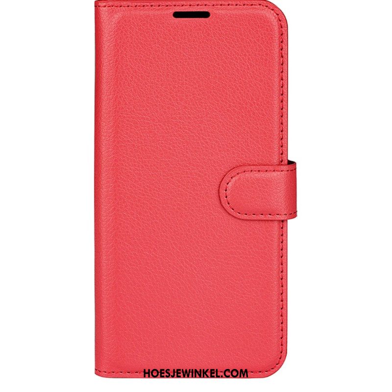 Folio-hoesje iPhone 16 Plus Litchi Kunstleer