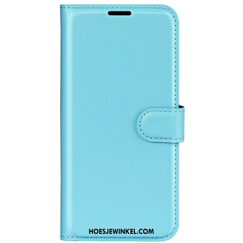 Folio-hoesje iPhone 16 Plus Litchi Kunstleer