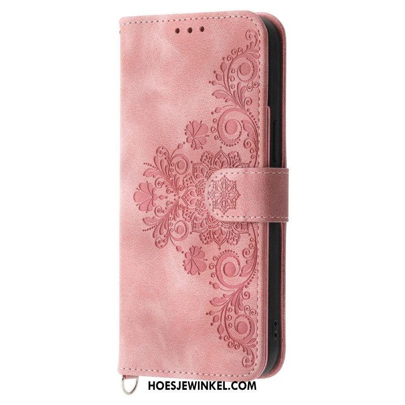 Folio-hoesje iPhone 16 Pro Max Telefoonhoesje Floralie Met Bandje En Schouderband