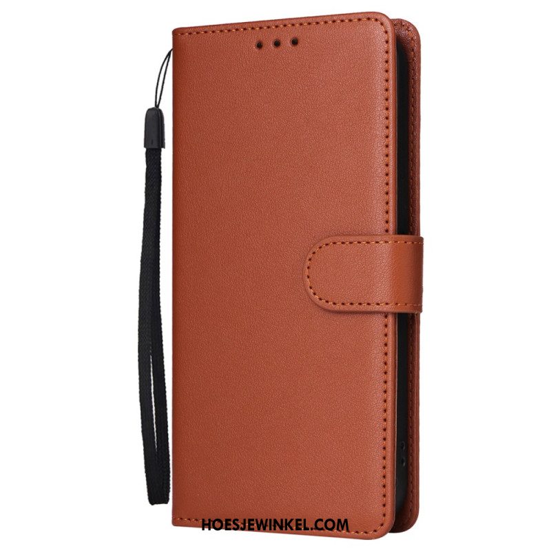 Folio-hoesje iPhone 16 Pro Telefoonhoesje Leren Bandstijl