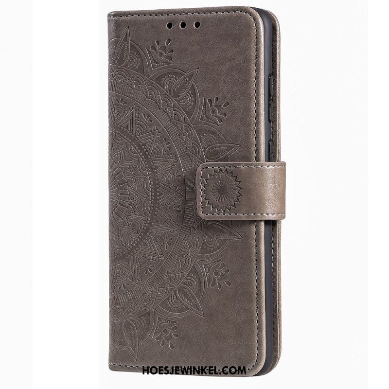 Folio-hoesje iPhone 16 Pro Telefoonhoesje Mandala Zon Met Riem