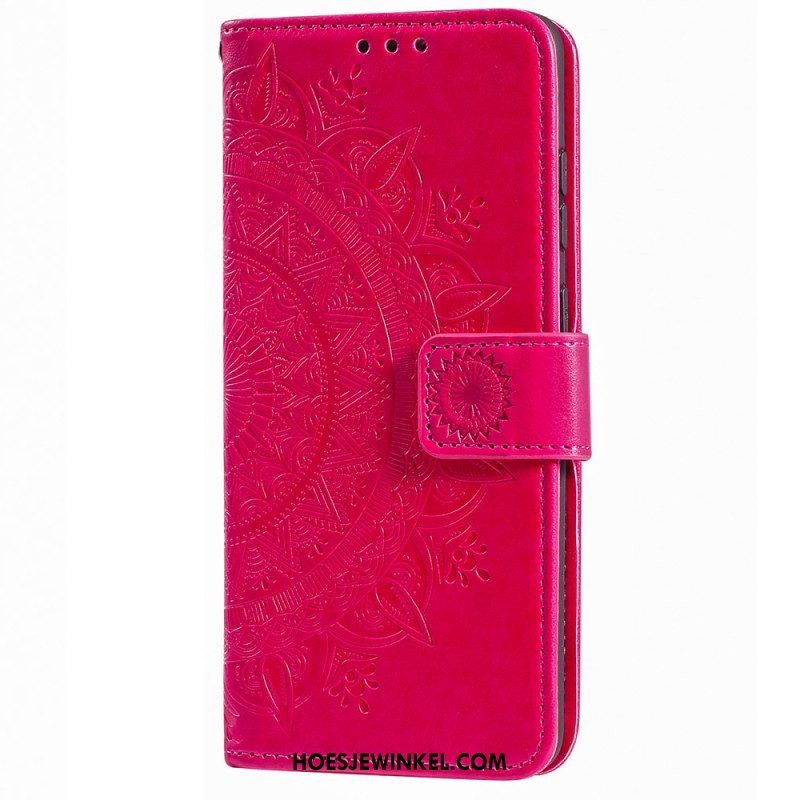 Folio-hoesje iPhone 16 Pro Telefoonhoesje Mandala Zon Met Riem