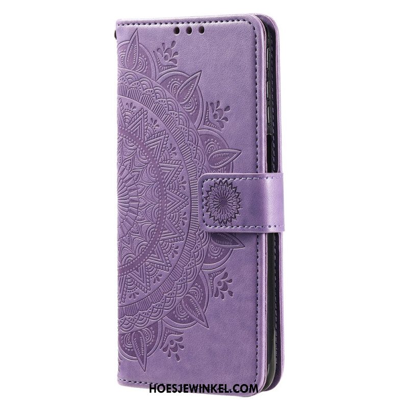 Folio-hoesje iPhone 16 Pro Telefoonhoesje Mandala Zon Met Riem