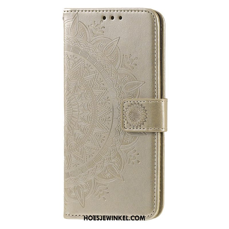 Folio-hoesje iPhone 16 Pro Telefoonhoesje Mandala Zon Met Riem