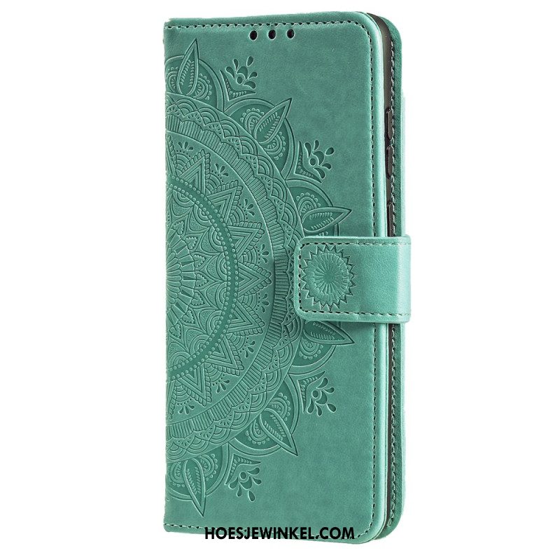 Folio-hoesje iPhone 16 Pro Telefoonhoesje Mandala Zon Met Riem