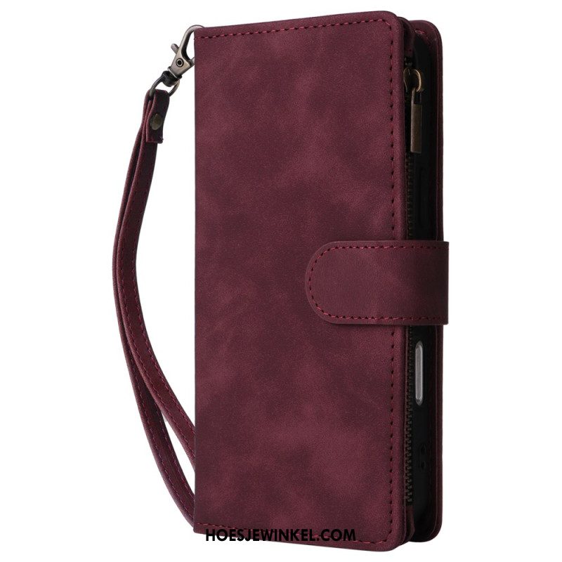 Folio-hoesje iPhone 16 Pro Telefoonhoesje Suede-effect Band En Schouderband