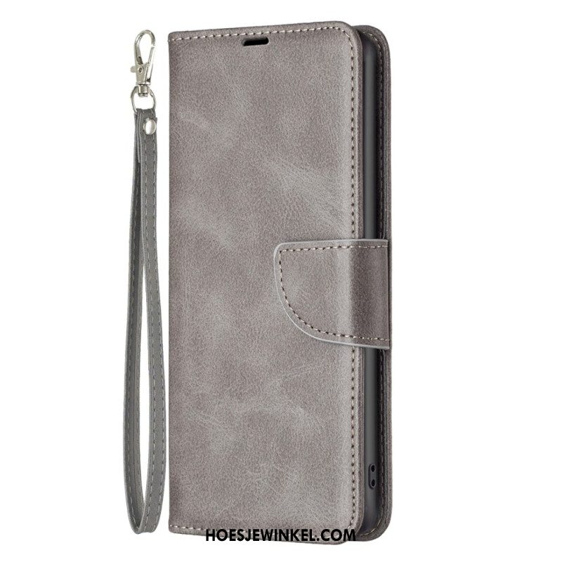 Folio-hoesje iPhone 16 Telefoonhoesje Glad Kunstleer Met Riem