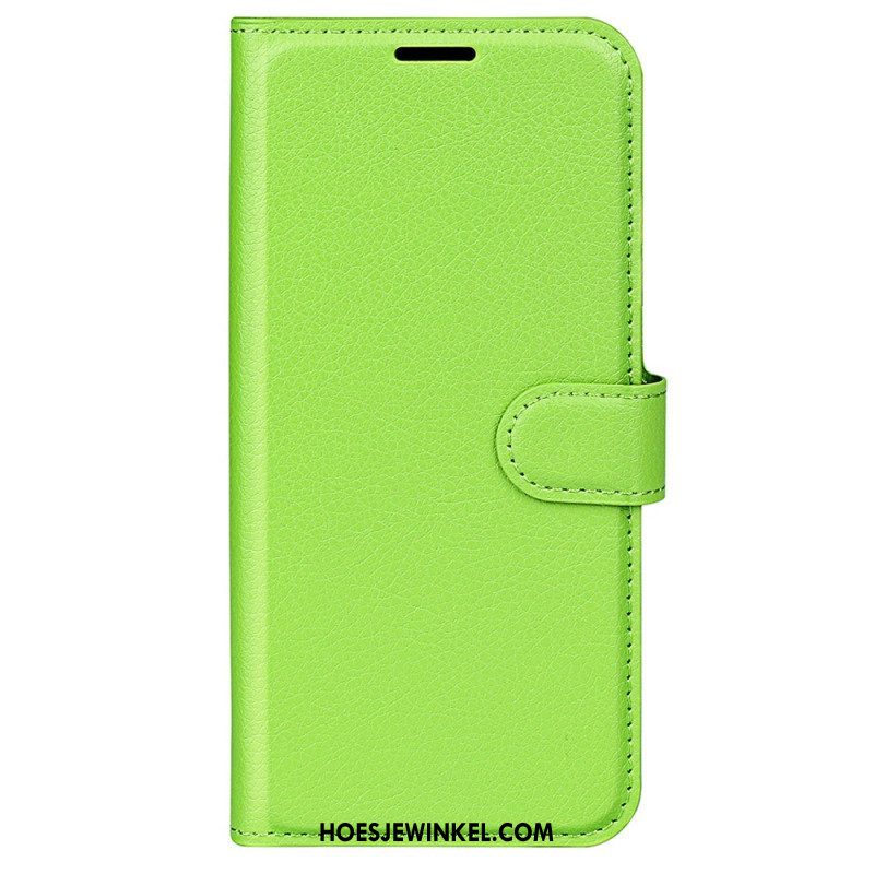 Folio-hoesje voor Moto G73 5G Klassiek Litchi-leereffect