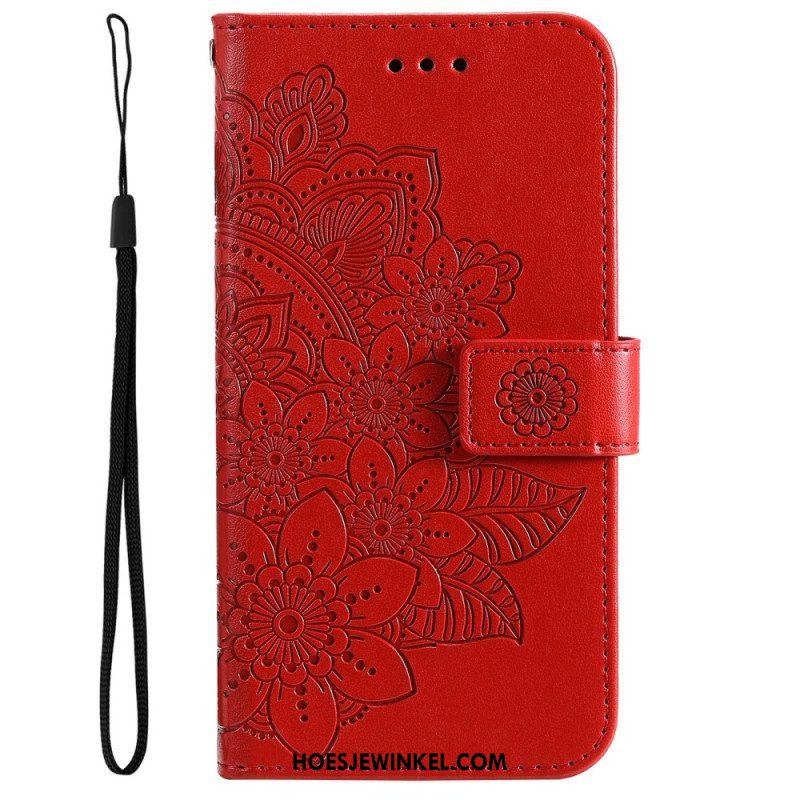 Folio-hoesje voor Oppo Reno 8 Pro Met Ketting Strakke Bloemen