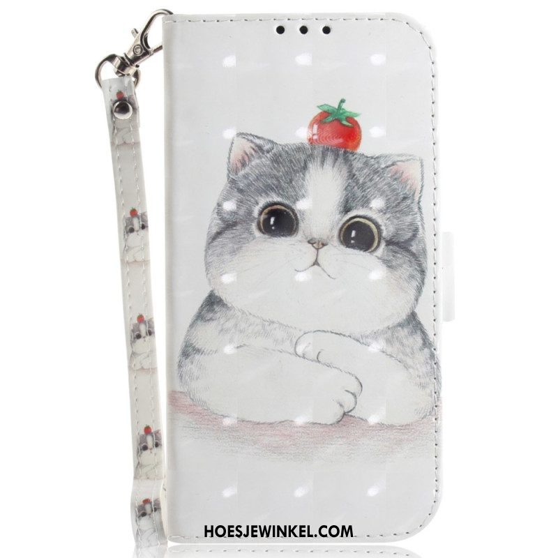 Folio-hoesje voor Samsung Galaxy A14 / A14 5G Met Ketting String Kat