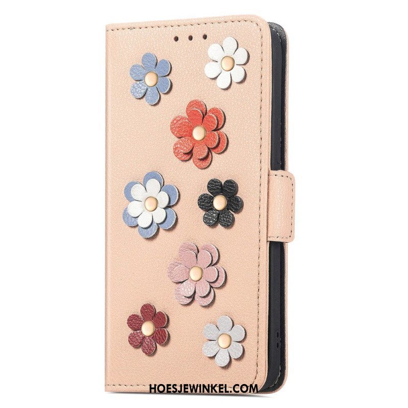 Folio-hoesje voor Samsung Galaxy A14 / A14 5G Strappy Litchi Lederen Stijl