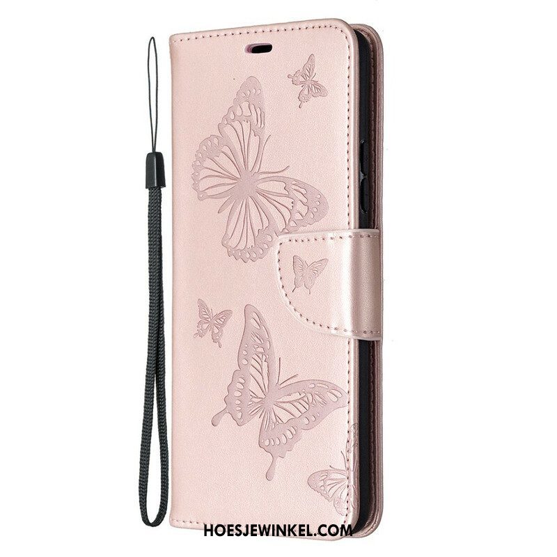 Folio-hoesje voor Samsung Galaxy A42 5G Vlinders Tijdens De Vlucht Met Lanyard