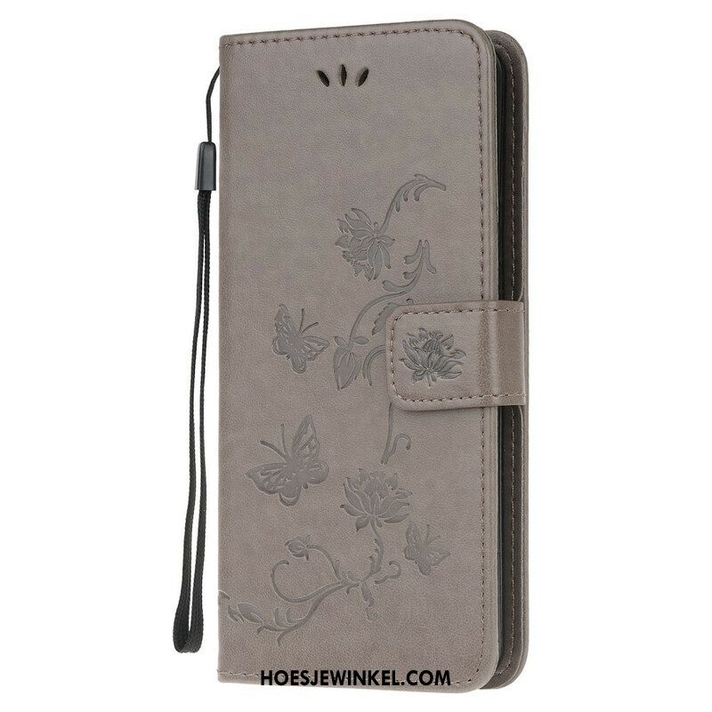 Folio-hoesje voor Samsung Galaxy A52 4G / A52 5G / A52s 5G Met Ketting String Vlinders En Bloemen