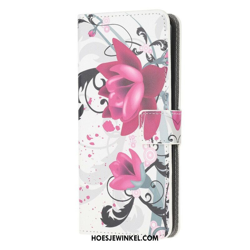 Folio-hoesje voor Samsung Galaxy A52 4G / A52 5G / A52s 5G Tropische Bloemen