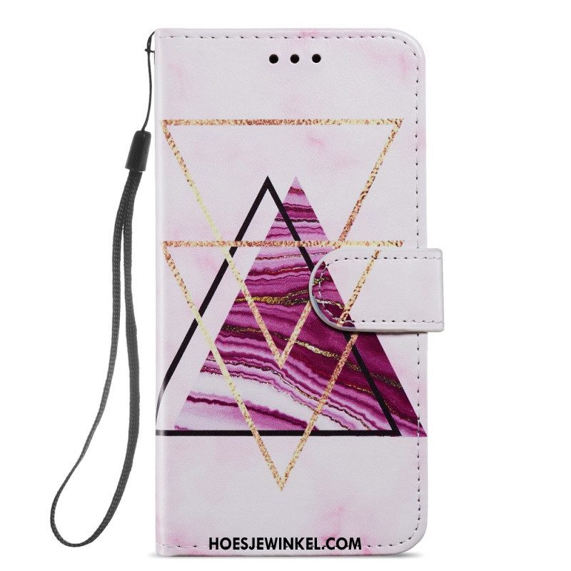 Folio-hoesje voor Samsung Galaxy A54 5G Met Ketting Marmer In Strappy-stijl