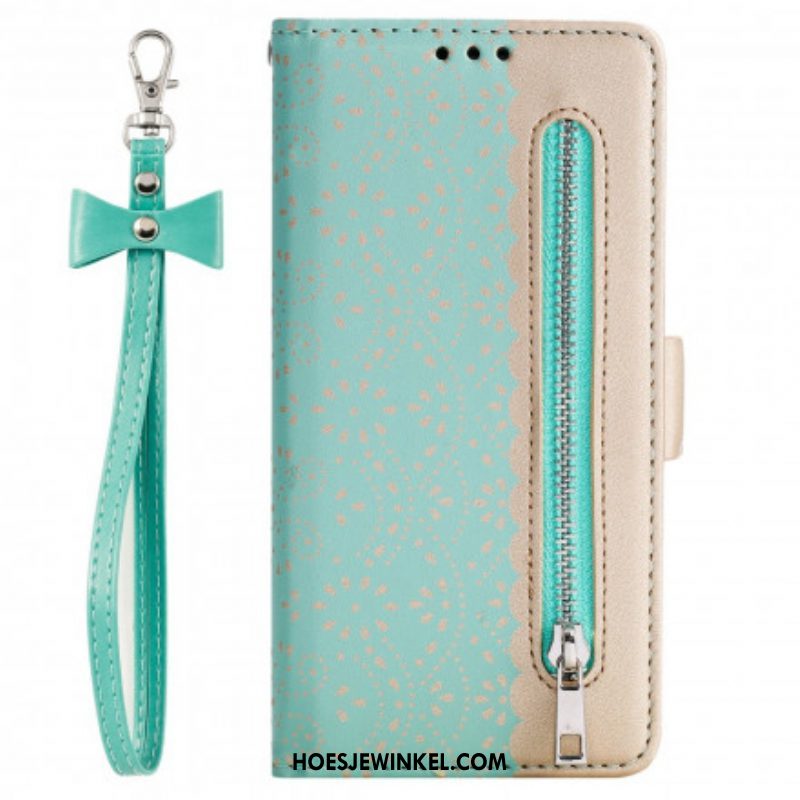 Folio-hoesje voor Samsung Galaxy M12 / A12 Met Ketting Portemonnee Met Kanten Riem