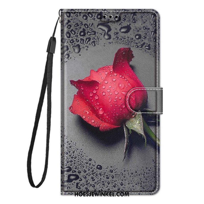 Folio-hoesje voor Samsung Galaxy M23 5G Rozen Met Lanyard