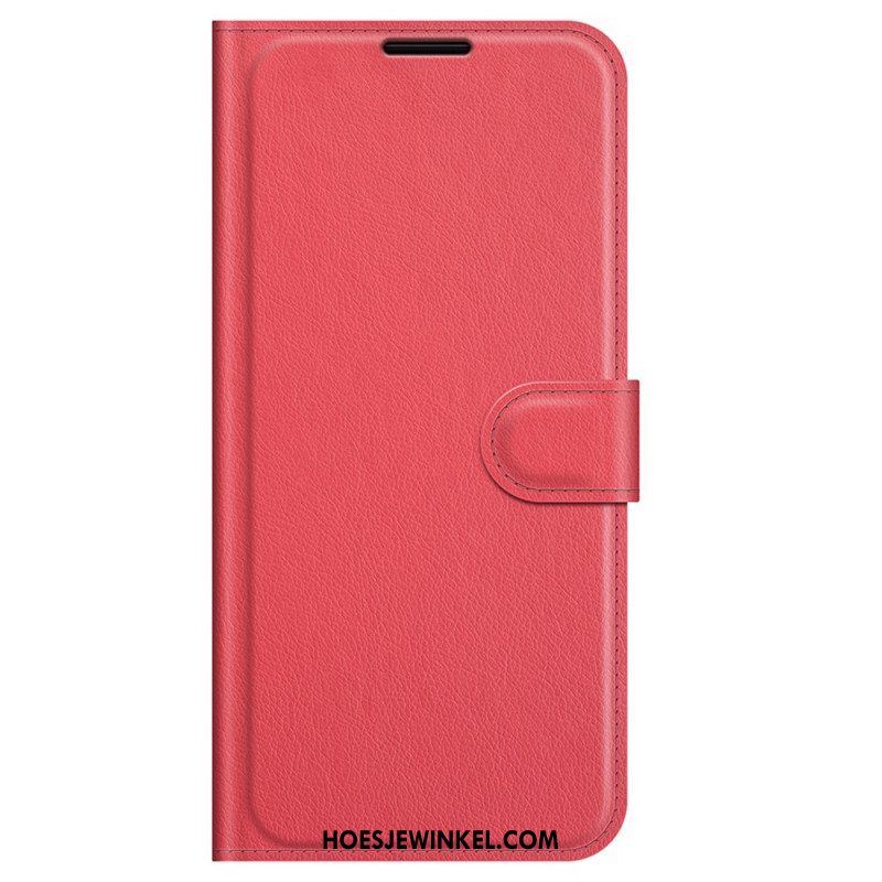 Folio-hoesje voor Samsung Galaxy M32 Klassiek Litchi-leereffect