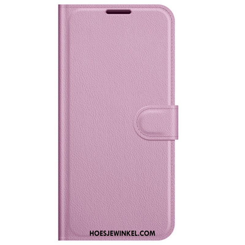 Folio-hoesje voor Samsung Galaxy M32 Klassiek Litchi-leereffect