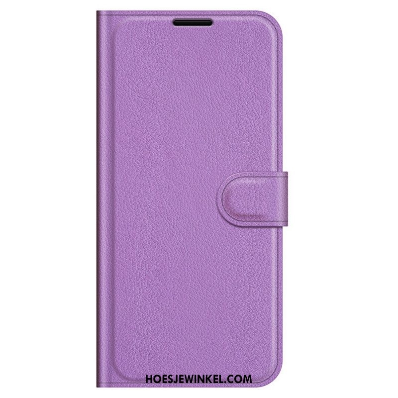 Folio-hoesje voor Samsung Galaxy M32 Klassiek Litchi-leereffect