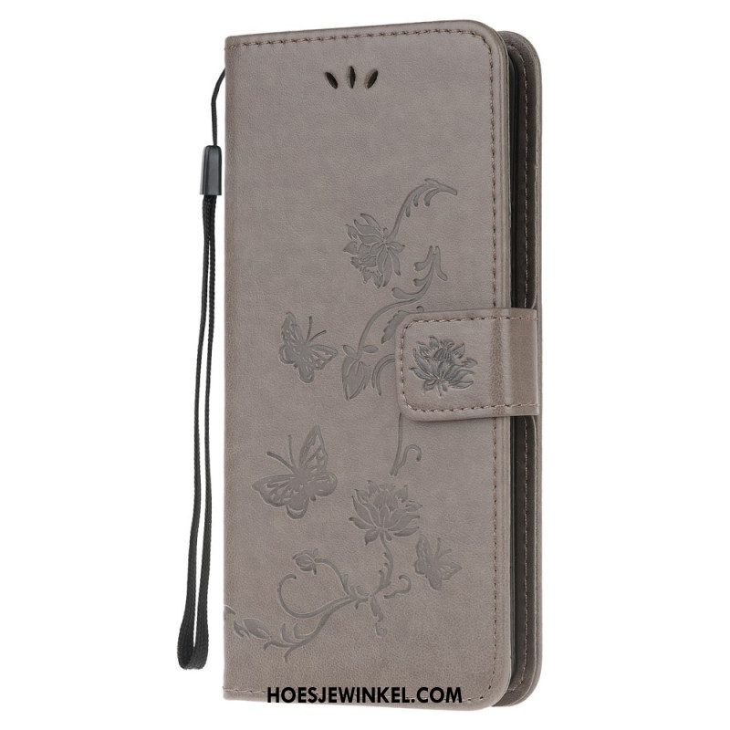 Folio-hoesje voor Samsung Galaxy M32 Met Ketting Riem Bloemen