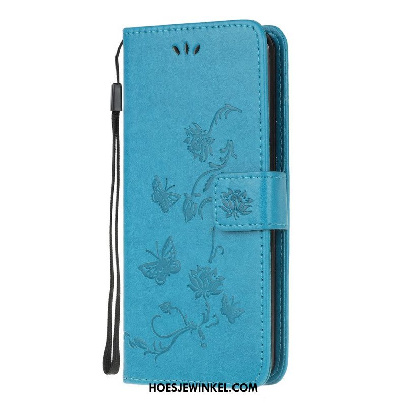 Folio-hoesje voor Samsung Galaxy M32 Met Ketting Riem Bloemen