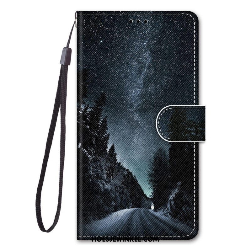 Folio-hoesje voor Samsung Galaxy M53 5G Met Ketting Lanyard-landschap