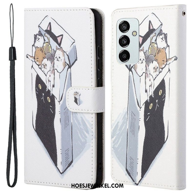 Folio-hoesje voor Samsung Galaxy M53 5G Met Ketting String Katten